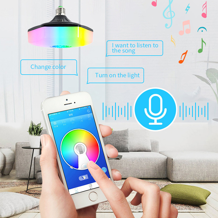 Factory Price Indoor Living Room Rgb 18w E27 Smart Ceiling Night Light Cob Led Music Bulb Lamp