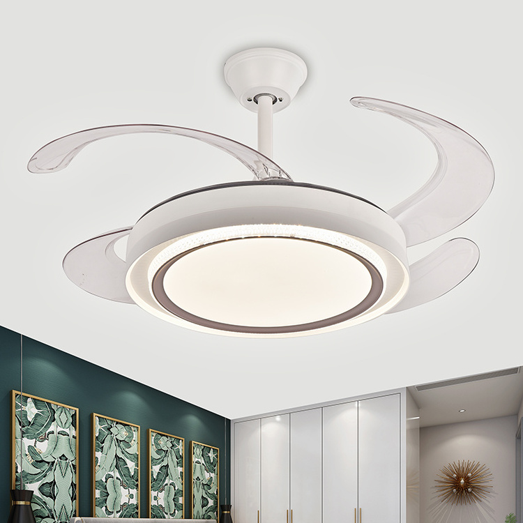 High Efficiency Home Office Lighting Hardware Acrylic Coffee White Two Switching Modes Led Fan Lamp