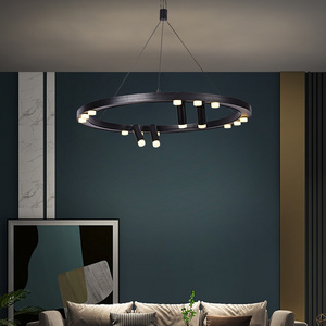 Exquisite Matt Black Ring Ceiling Hanging Light Modern Decorative Led Chandelier