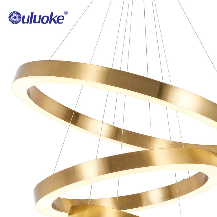 Ouluoke 3 Rings Round Acrylic Pendant Lamp Lighting Modern LED Hanging Lights Fixture