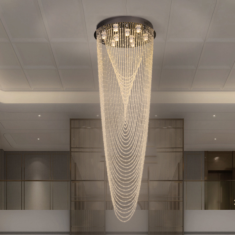 Modern Style Hotel Lobby Wedding Large Ceiling Hanging Crystal Pendant Lamp Led Chandelier Light