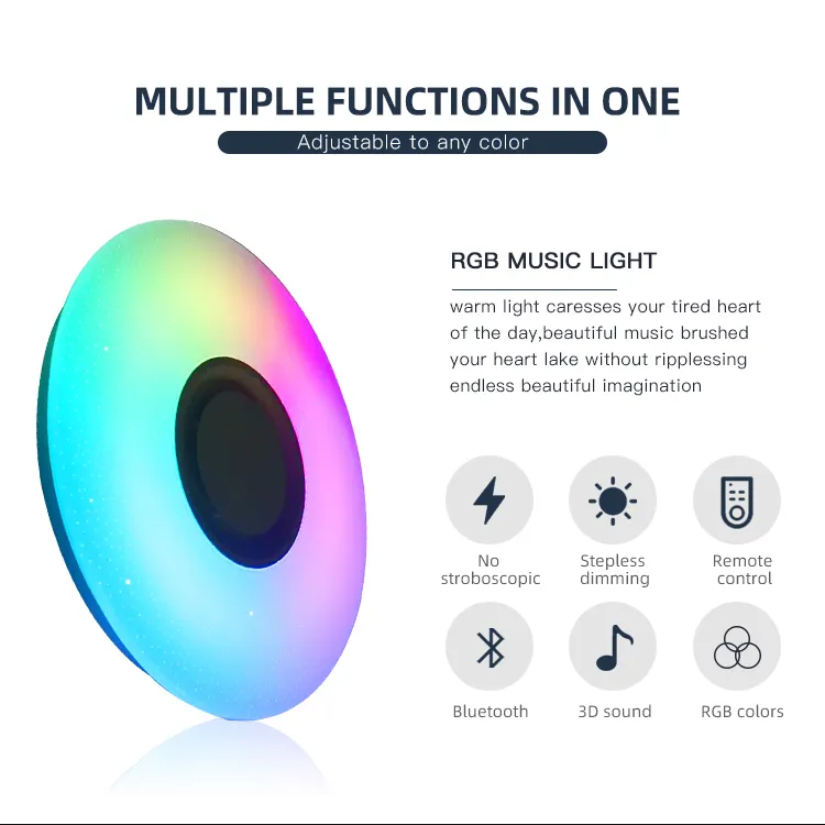 Bedroom Smart Blue Tooth Control Music Lamp 24w 36w Dimming Acrylic Round Ultra Slim RGB Led Ceiling Light