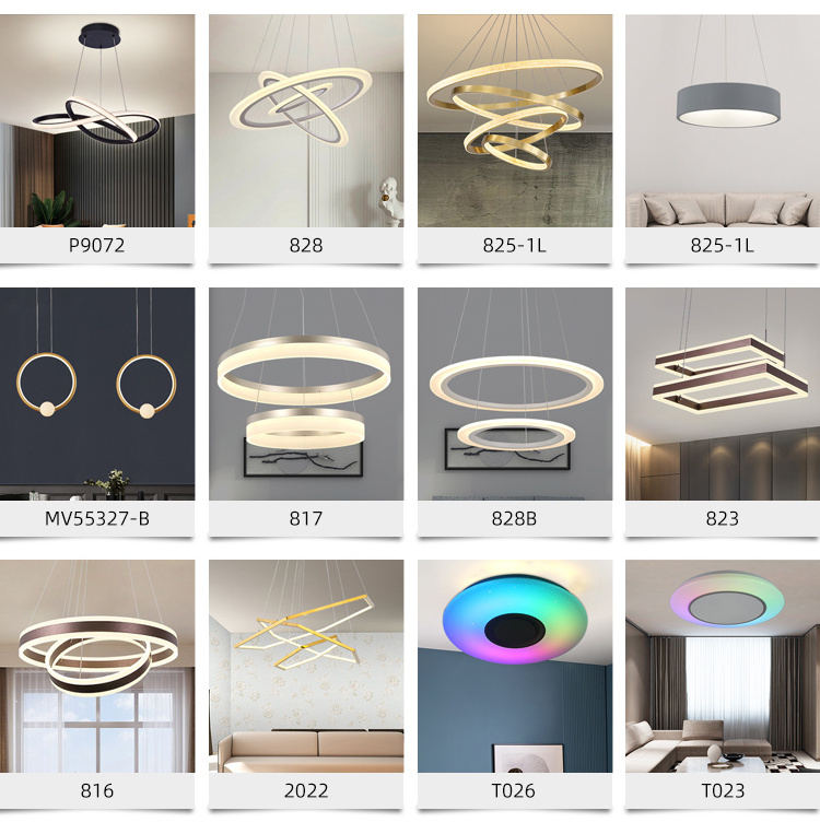 Decorative Black Bedroom Pendant Light Living Room Circle Ring Ceiling Luxury Modern Led chandelier