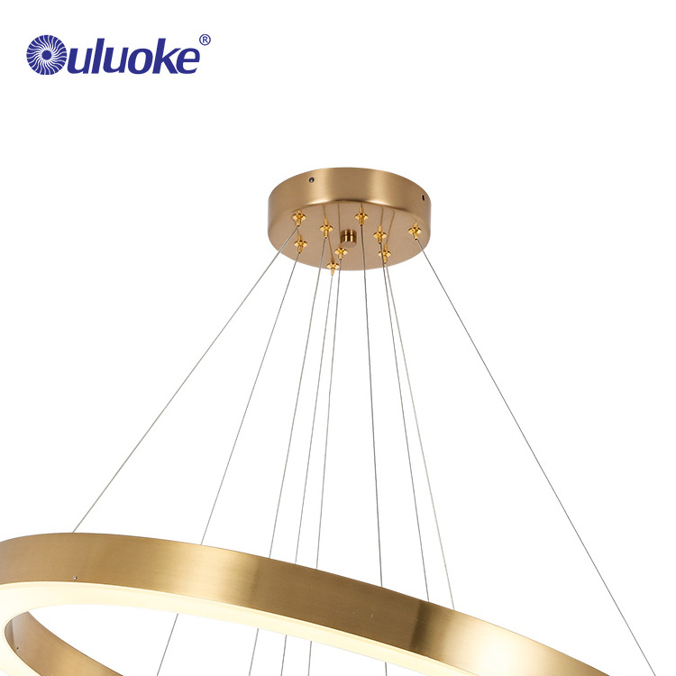 Ouluoke 3 Rings Round Acrylic Pendant Lamp Lighting Modern LED Hanging Lights Fixture