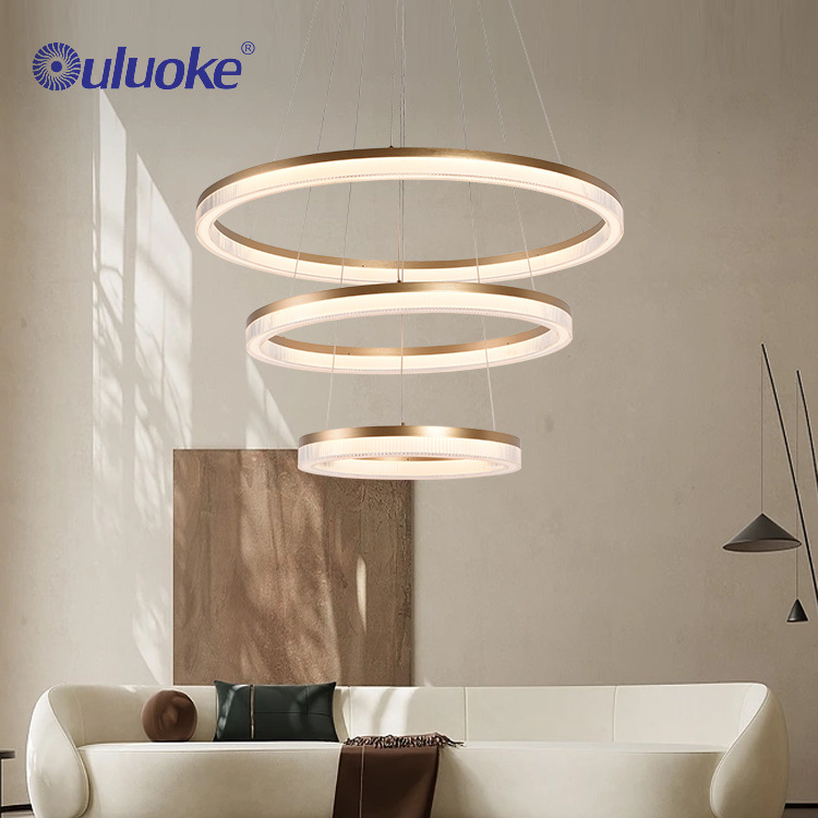 New Modern Style Villa Home Decorative Aluminum Led Ceiling Hanging Ring Chandelier Pendant Light