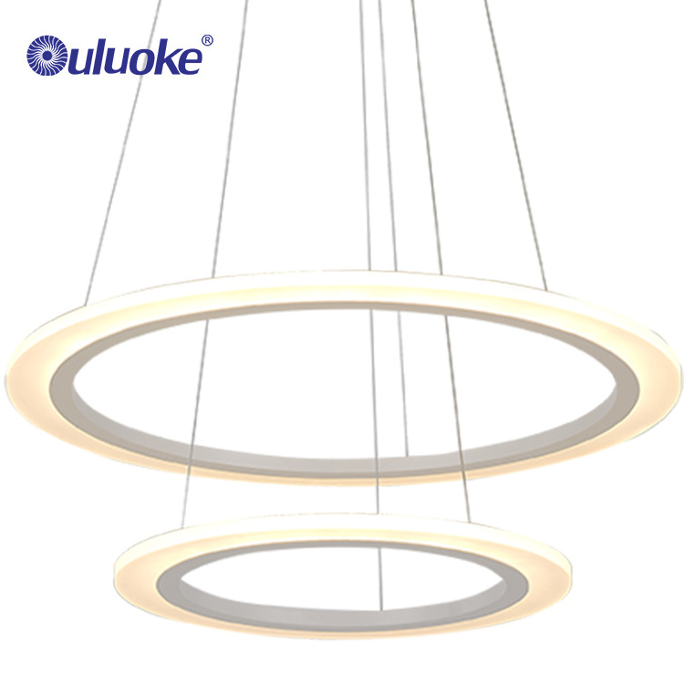 Nordic Modern Style Indoor Decorative Living Room Hotel Round Ring Acrylic Led Pendant Light