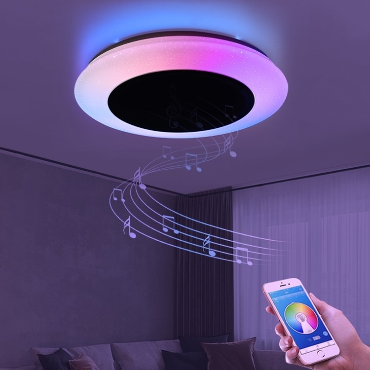 Smart Home Lights Colorful RGB Dimming Music Lighting Fixtures Remote App Control 48w Round Led Ceiling Lights