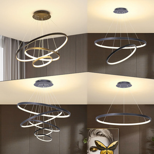 Decorative Black Bedroom Pendant Light Living Room Circle Ring Ceiling Luxury Modern Led chandelier