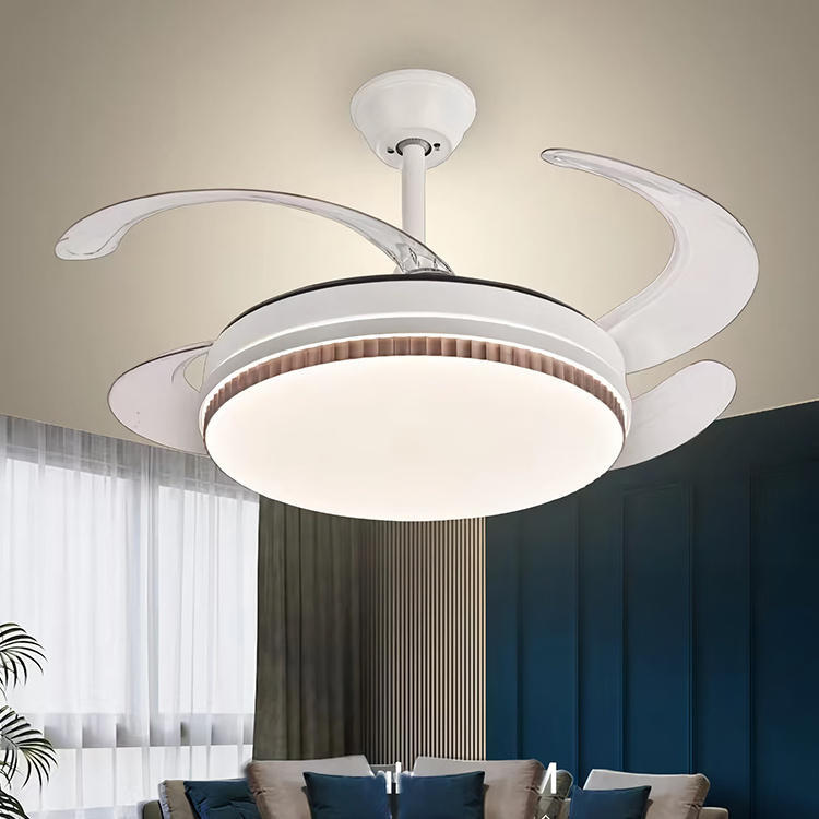 High Efficiency Home Office Lighting Hardware Acrylic Coffee White Two Switching Modes Led Fan Lamp