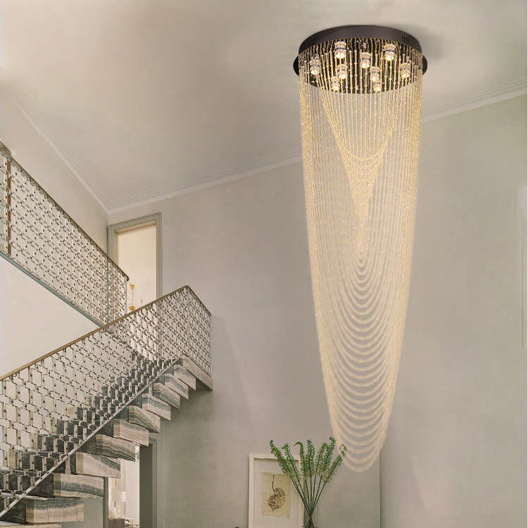 Luxury modern  Style  can be customized Hotel Lobby Villa Stairs Pendant Light Luxury Large Decoration Led Crystal Chandelier