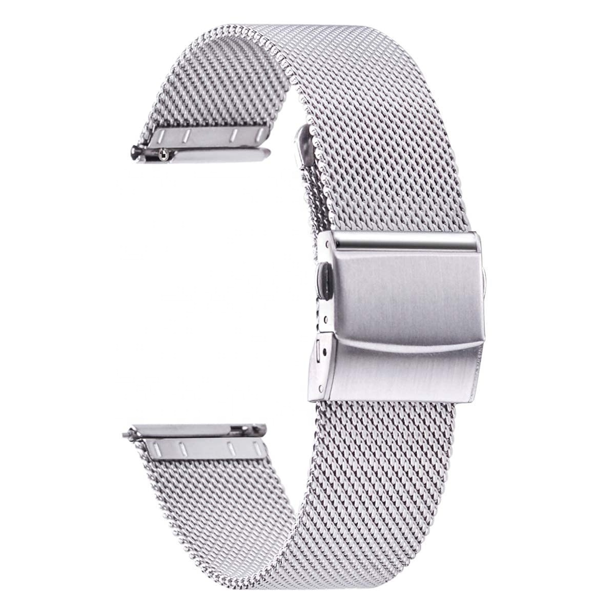 Stainless Steel Mesh Watch Band for Men Women, Adjustable Watch Strap 20 12 14 16 18 22mm Quick Release Metal Watch Strap