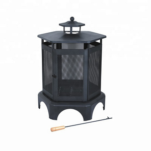 OL-F077 outdoor garden black metal fire pit