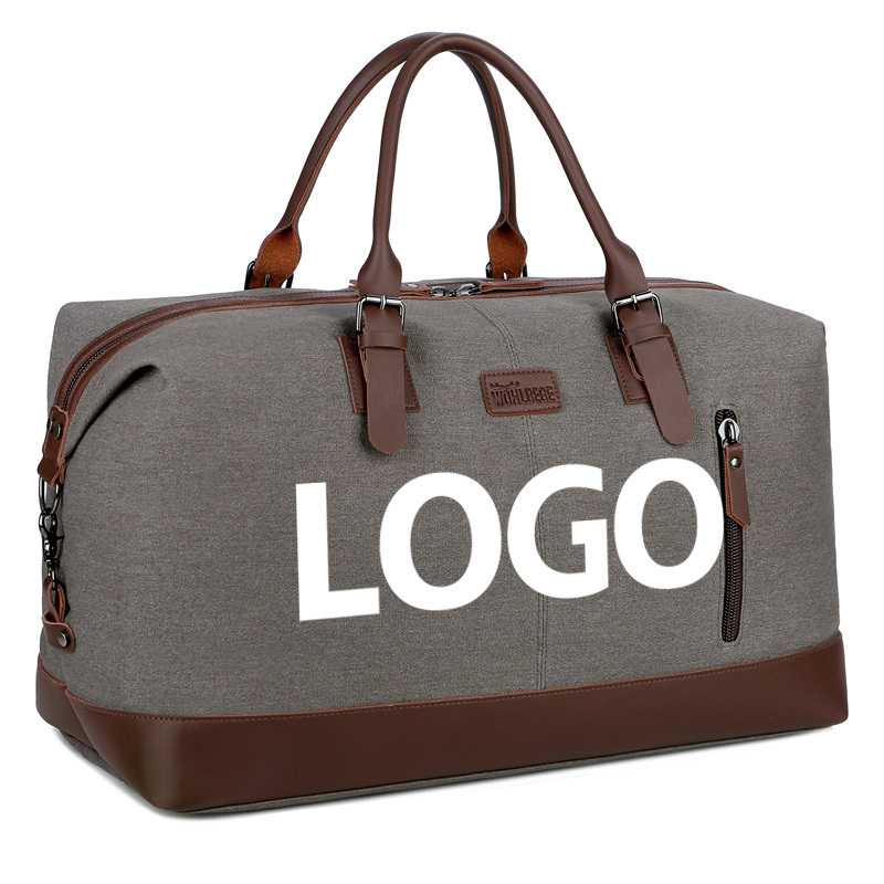 Factory Custom Logo Large Capacity Weekender Overnight Bag Retro Canvas Travel Luggage Fitness Bag for Men