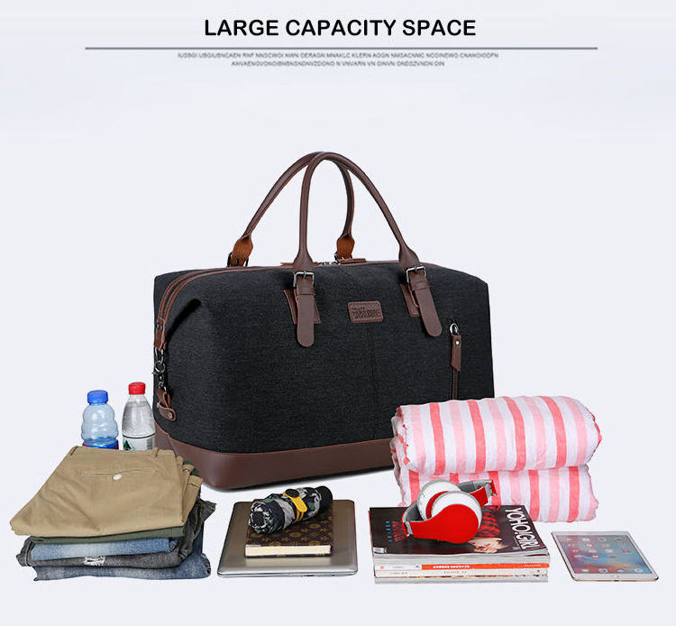 Factory Custom Logo Large Capacity Weekender Overnight Bag Retro Canvas Travel Luggage Fitness Bag for Men