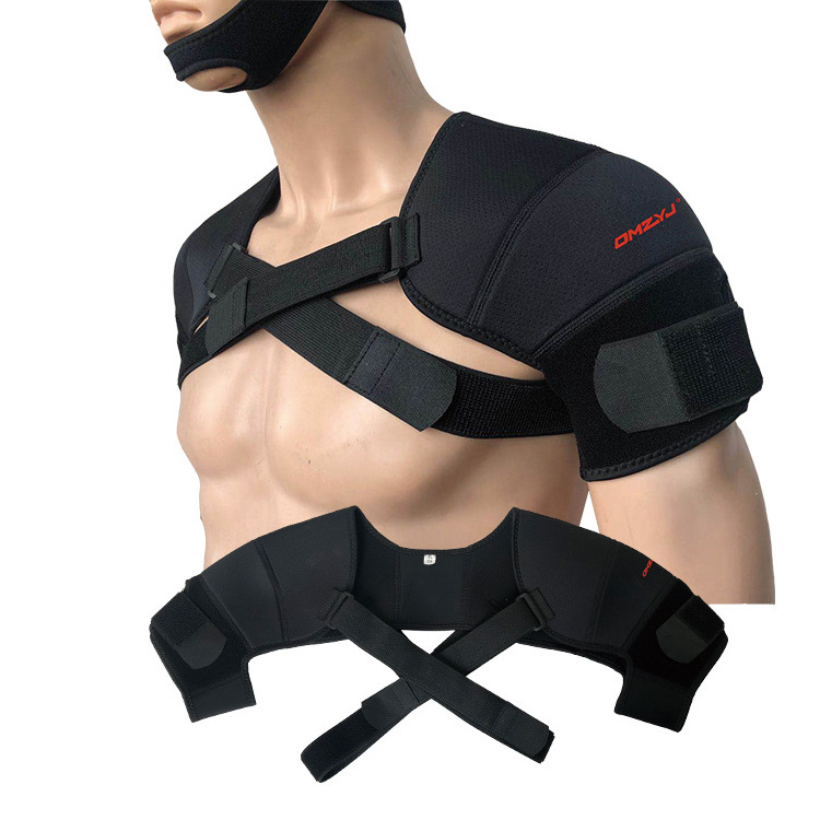 hot selling high quality adjustable sports strap double shoulder guard brace support belt protector for shoulder protection