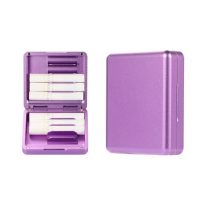 Aluminum Alloy Magnetic Flip Cover Cigarette Case Mini Material Box 10pcs Short Cigarettes Holder Mental Case