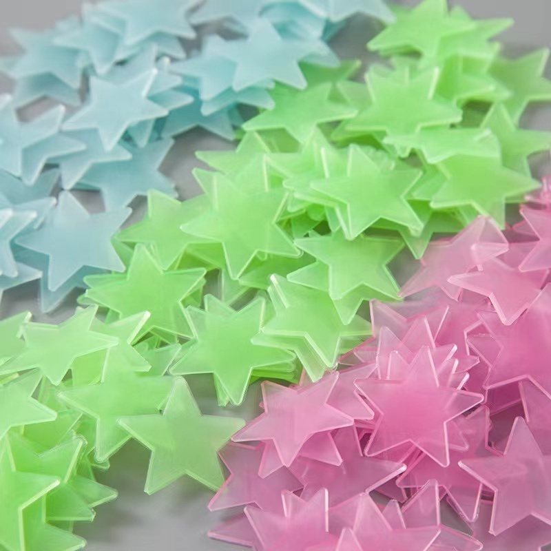 Plastic 3D stars glowing dark luminous fluorescent wall stickers