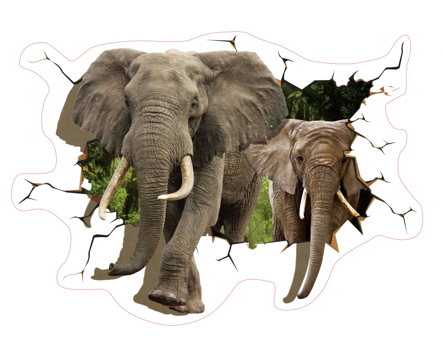 Elephant of new design decor self adhesive 3D pvc or vinyl wall stickers