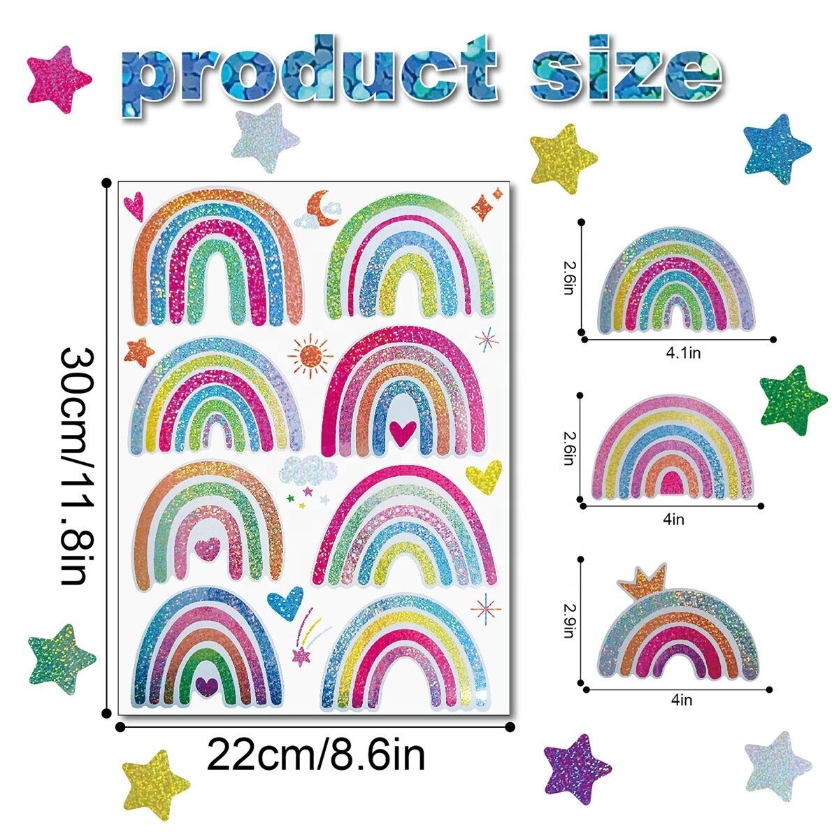 Die Cut Waterproof Rainbow Anime Holographic Stickers Holographic Decorative Wall Stickers For Home Decoration