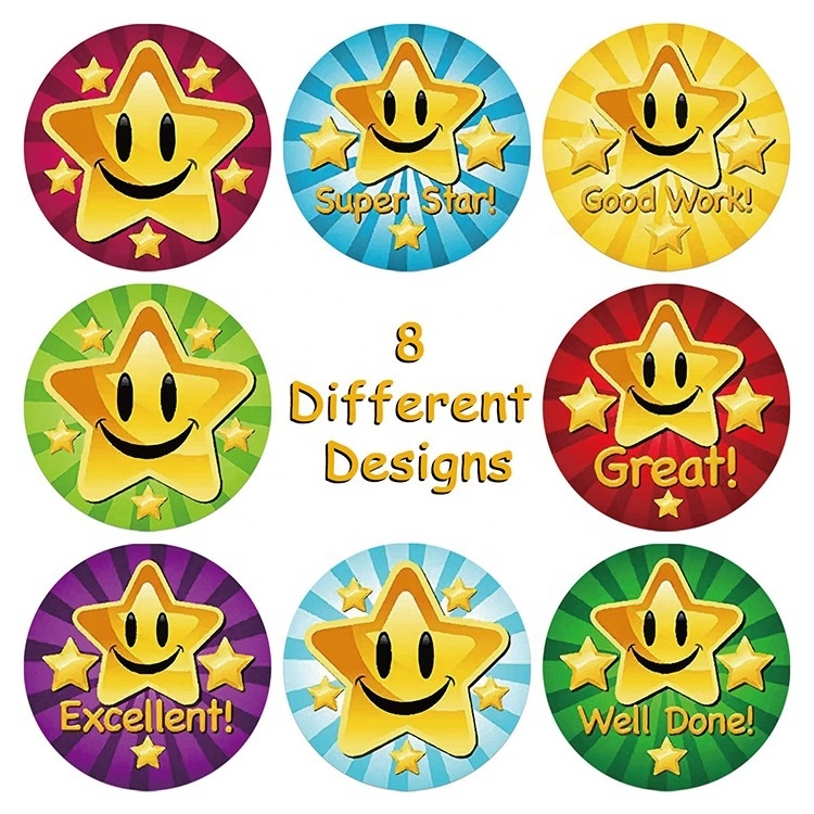 Creative School teacher Supplies Self-adhesive Reward Rainbow Star Sticker Reward Stickers For Kids