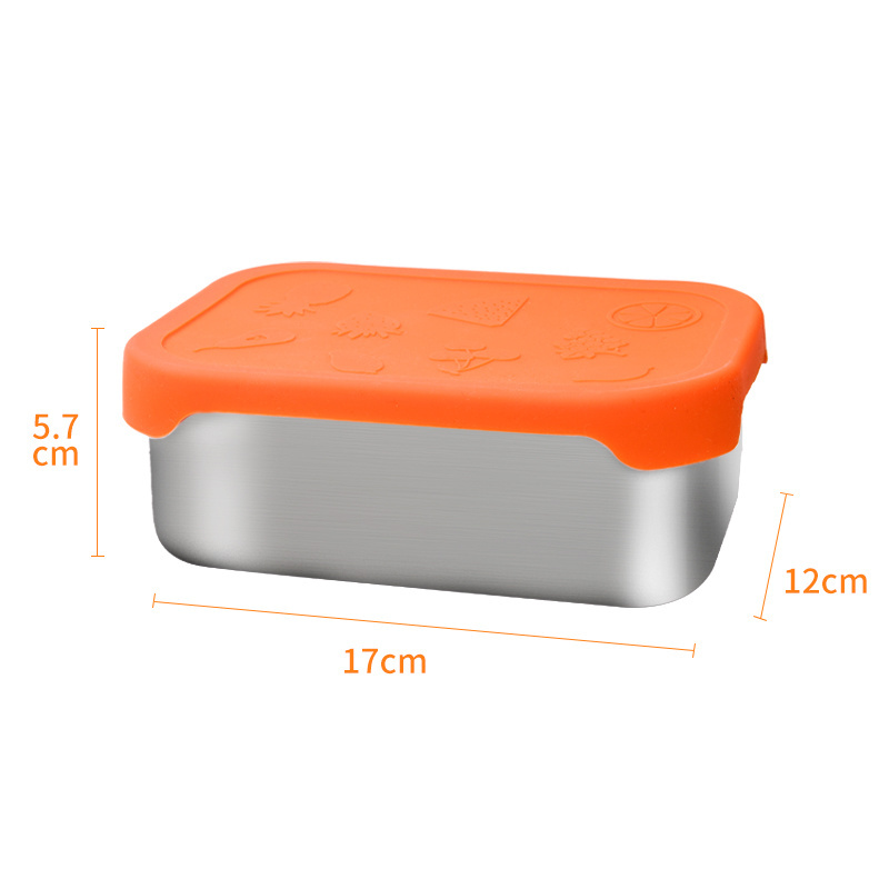 Aohea hot selling dishwasher safe stainless steel leak-proof kids metal lunchbox with silicone lid children lunch box set