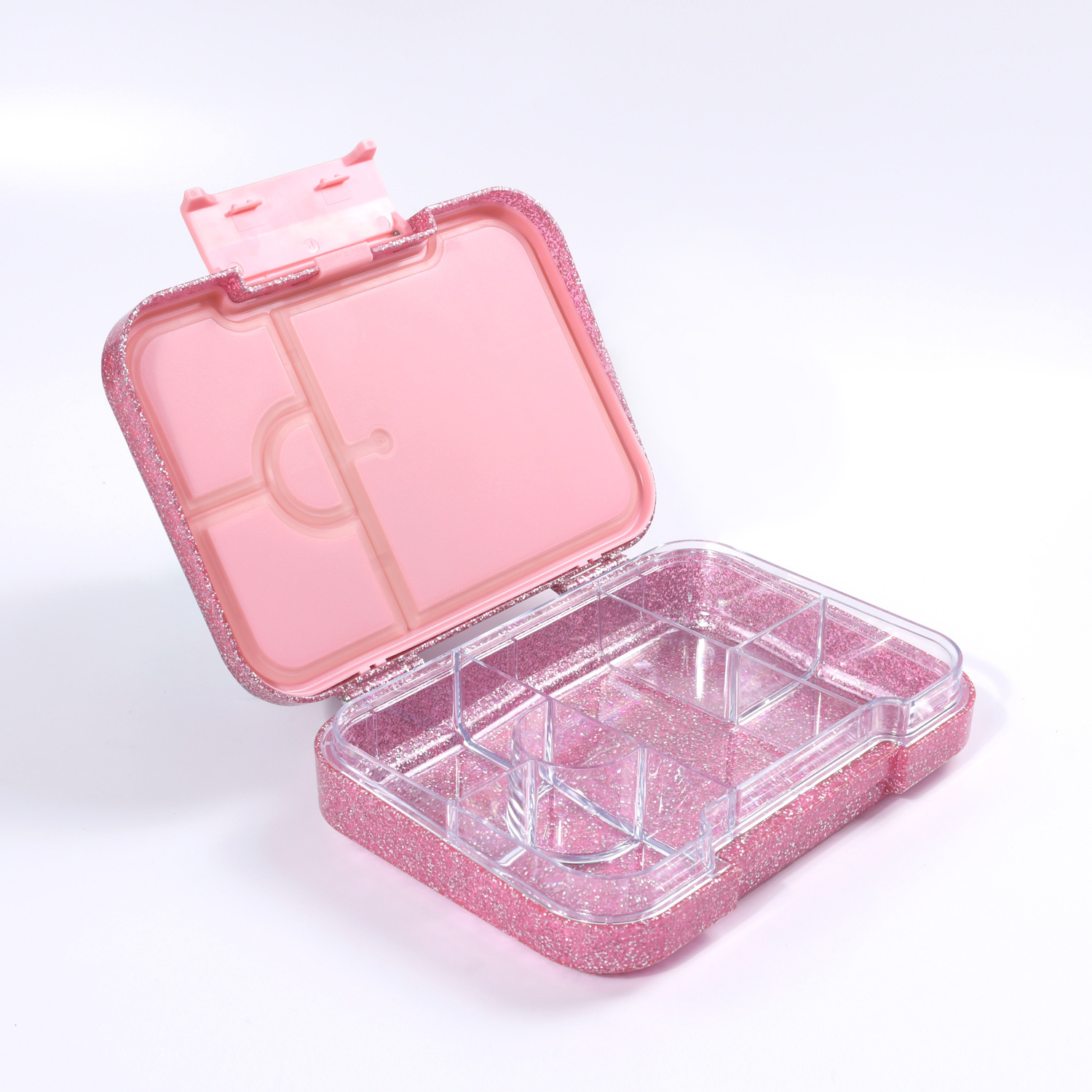 Oumego wholesale glitter plastic lunch box leak-proof bento box with divider lunch box BPA free