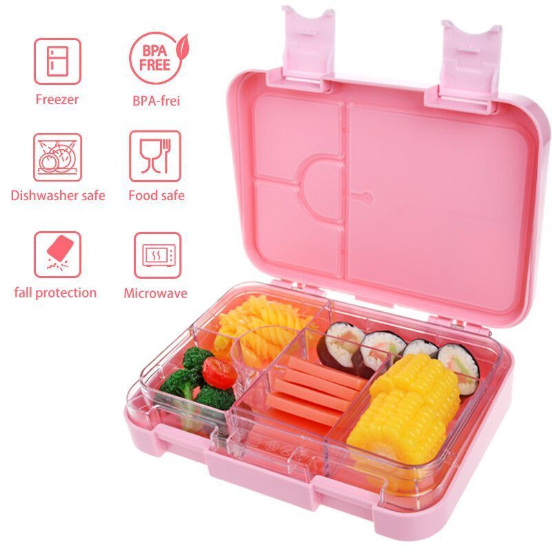 Aohea kids lunch food boxes plastic food box 2 locks seals food tritan microwave safe bento box