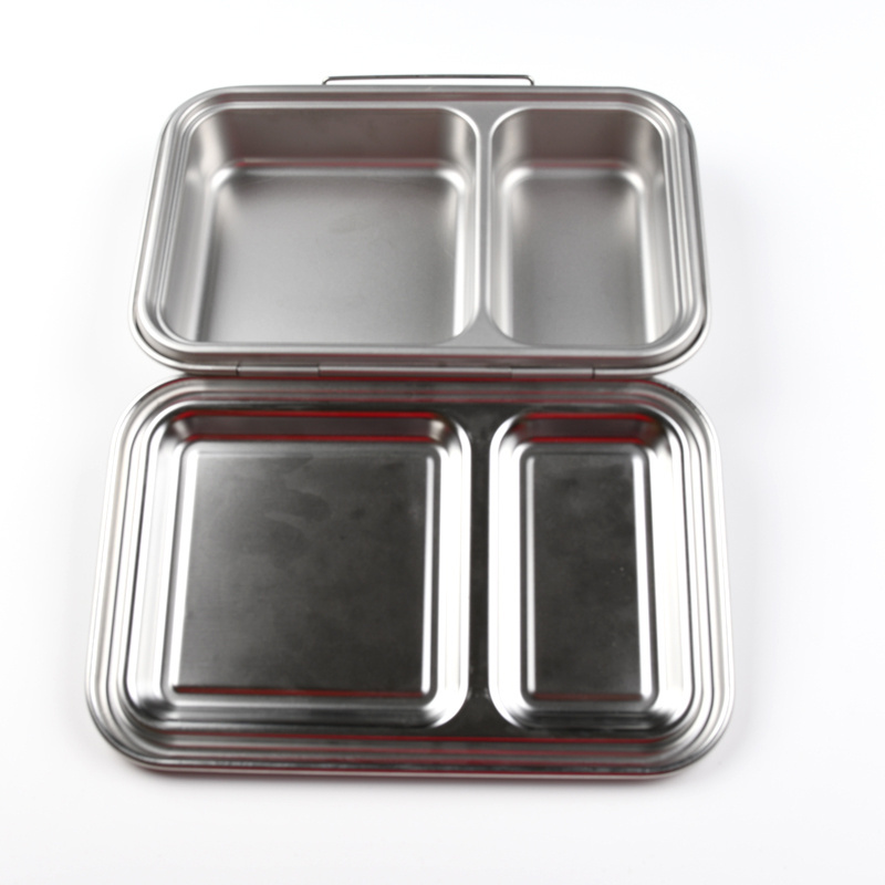 Aohea 2 Layer Bento Lunch Box Popular and Cheap Stainless Steel Food Container Color Box Metal Rectangle