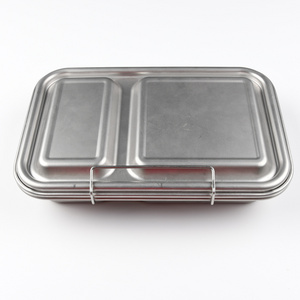 Aohea 2 Layer Bento Lunch Box Popular and Cheap Stainless Steel Food Container Color Box Metal Rectangle