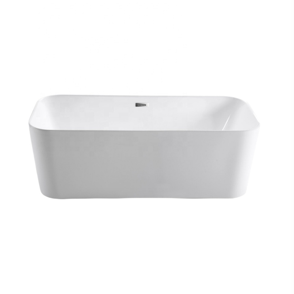 Oumeiga oval shape acrylic freestanding tub white fiberglass bathtub 170cm for sale