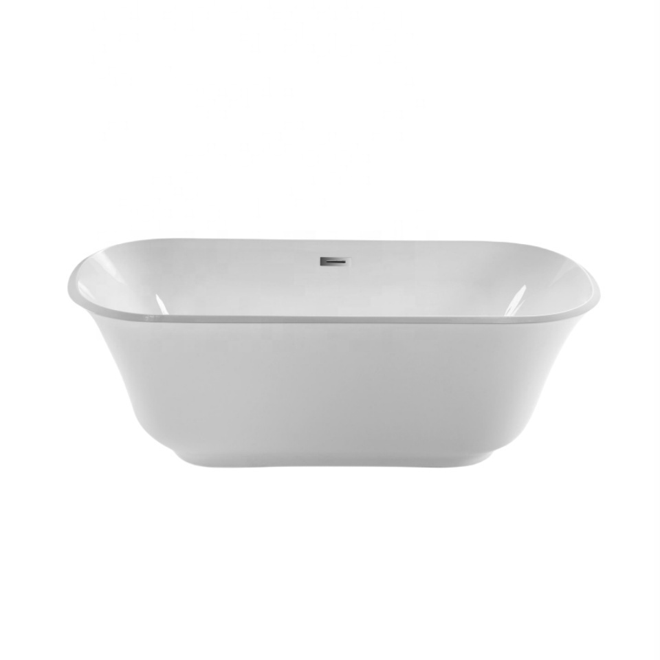 Oumeiga oval shape acrylic freestanding tub white fiberglass bathtub 170cm for sale