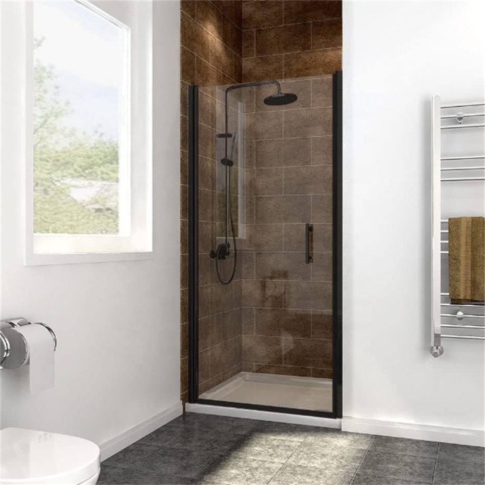 Oumeiga built in shower cubicle 1500mm wall to wall shower screen single hinge door