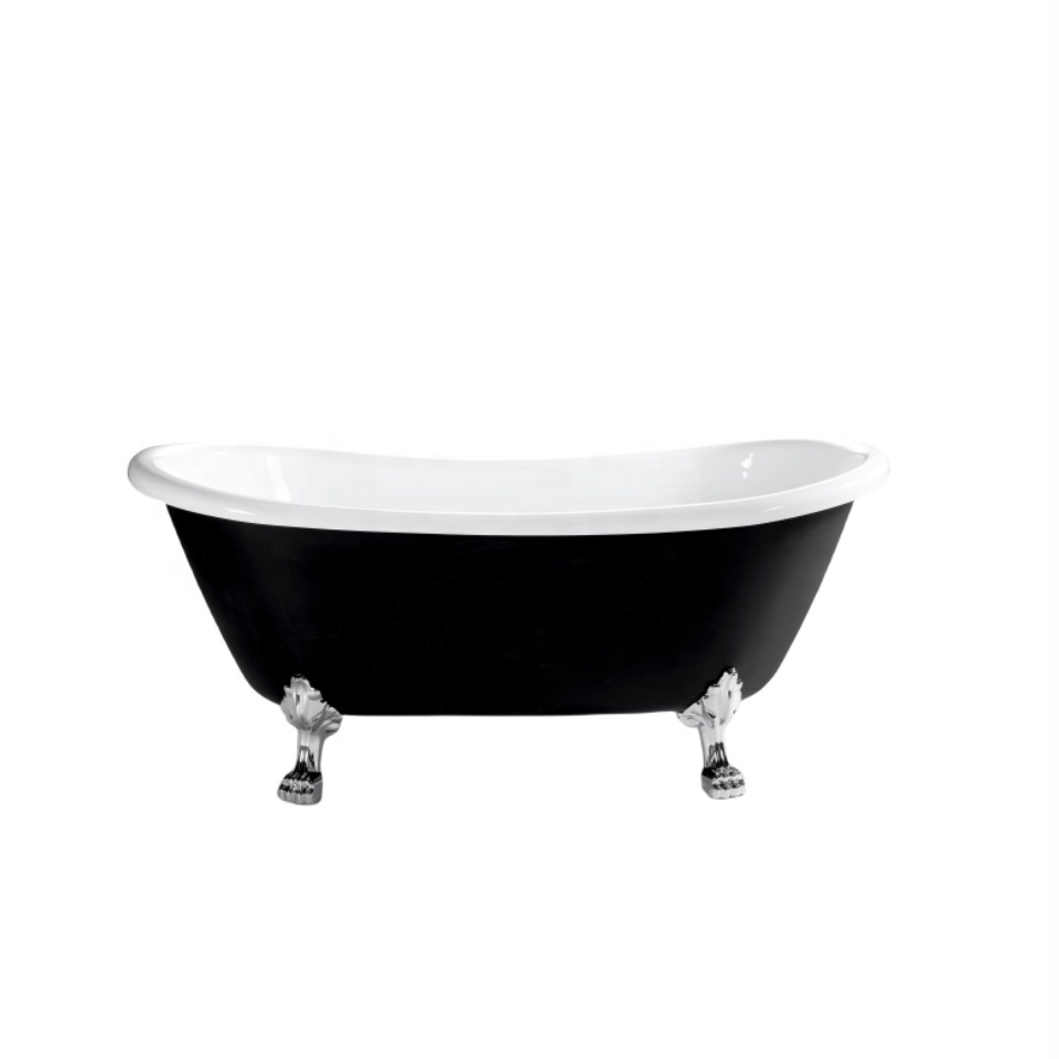 Oumeiga luxury freestanding bathtubs black and white with 4 sliver foot