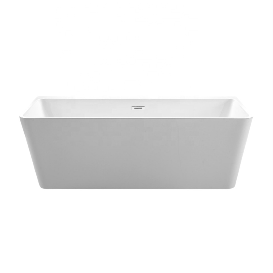 Oumeiga oval shape acrylic freestanding tub white fiberglass bathtub 170cm for sale