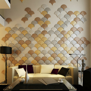 Mermaid scales geometric 3d wall panel decorativos soft leather wall panel de pared 3d