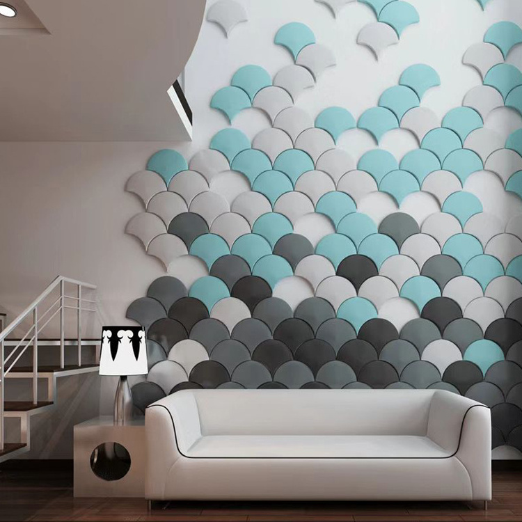 Mermaid scales geometric 3d wall panel decorativos soft leather wall panel de pared 3d