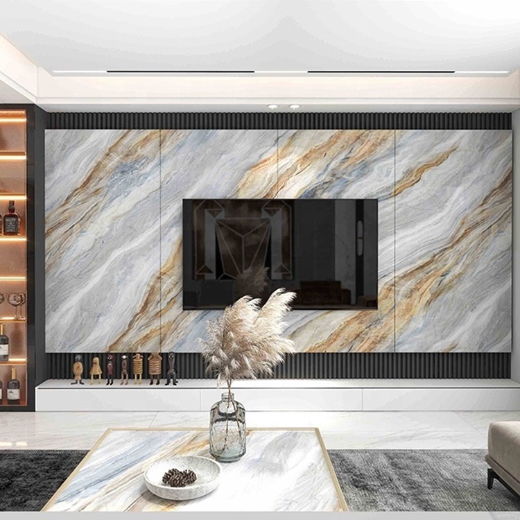 PET marble continuous texture co-extruded bamboo charcoal wood veneer wpc wall panel for background walls