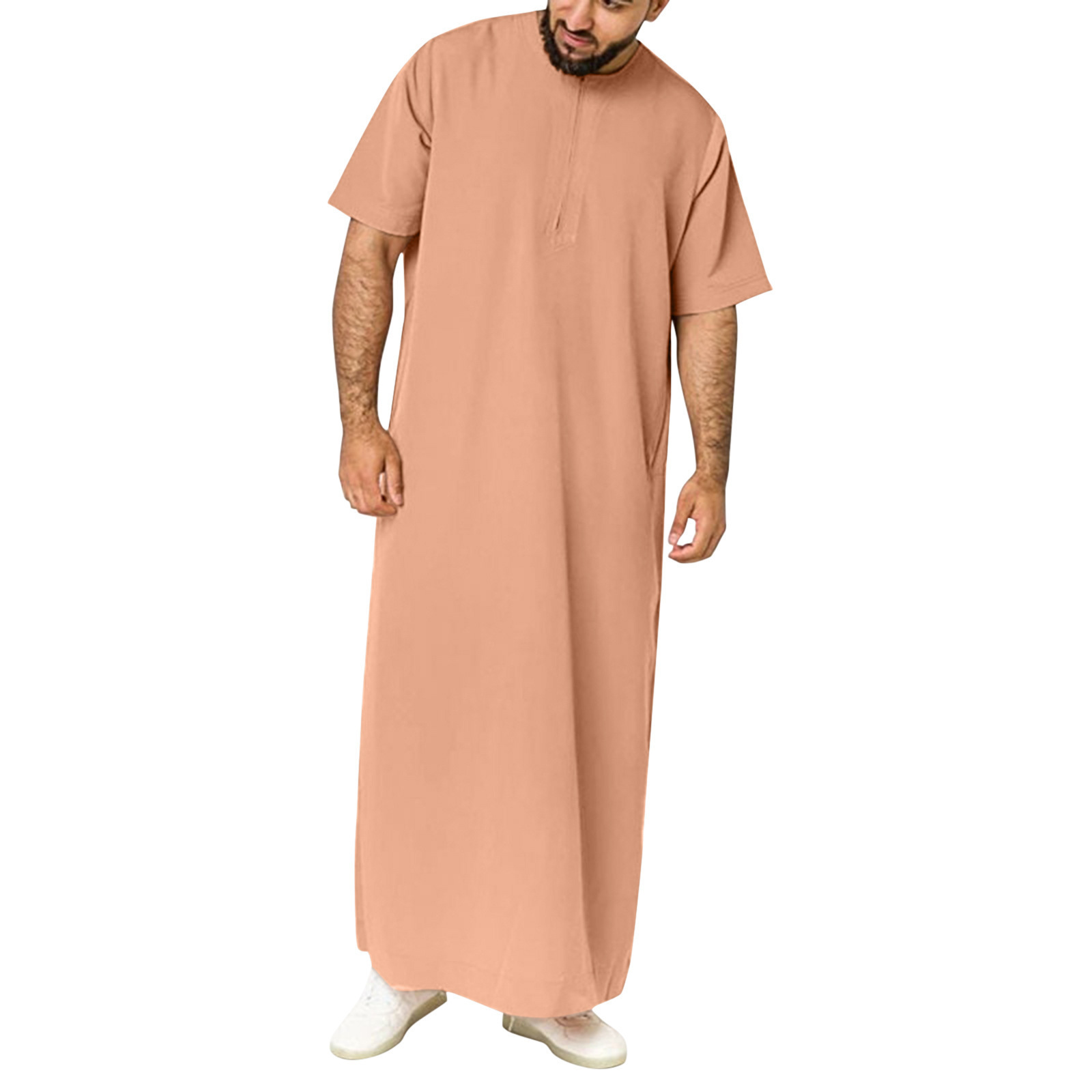 muslim jubba for men arabic thobe Muslim Dress Arab Man's Islamic Thobes Dubai Men's Kaftan Zipper Blouses Islamic Clothing