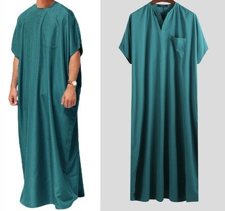 Wholesale Men Long Morocco Style Kaftan Abaya Arab Dubai Dress Men's Shirt Islamic Robe Abaya Clothing Thobe Malaysian