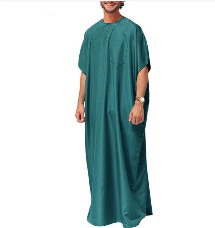 Wholesale Men Long Morocco Style Kaftan Abaya Arab Dubai Dress Men's Shirt Islamic Robe Abaya Clothing Thobe Malaysian