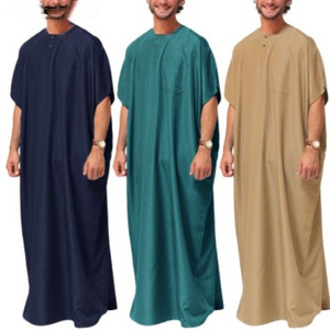 Wholesale Men Long Morocco Style Kaftan Abaya Arab Dubai Dress Men's Shirt Islamic Robe Abaya Clothing Thobe Malaysian