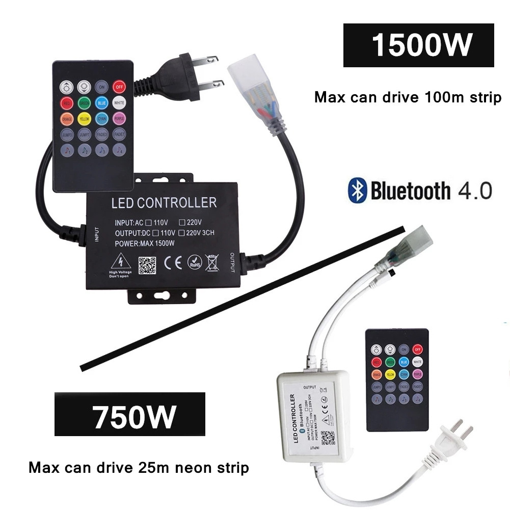 110V 220V Music Blue tooth WIFI Controller Dimmer 750W 1500W untuk 5050 LED Strip RGB Light Neon IOS/Android Aplikasi Controller