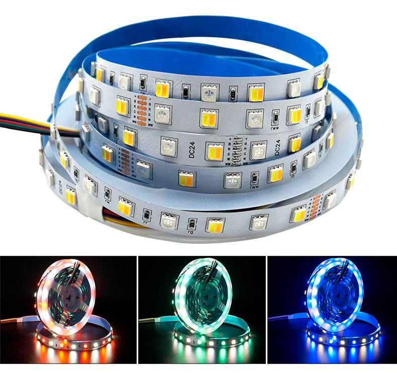 DC12V 24V RGBW 4in1 60LEDS/M LED Flexible Strip Lights 5050 SMD Waterproof IP65 5M RGBCCT  5in1 Led Strips Lighting Ribbon Tape