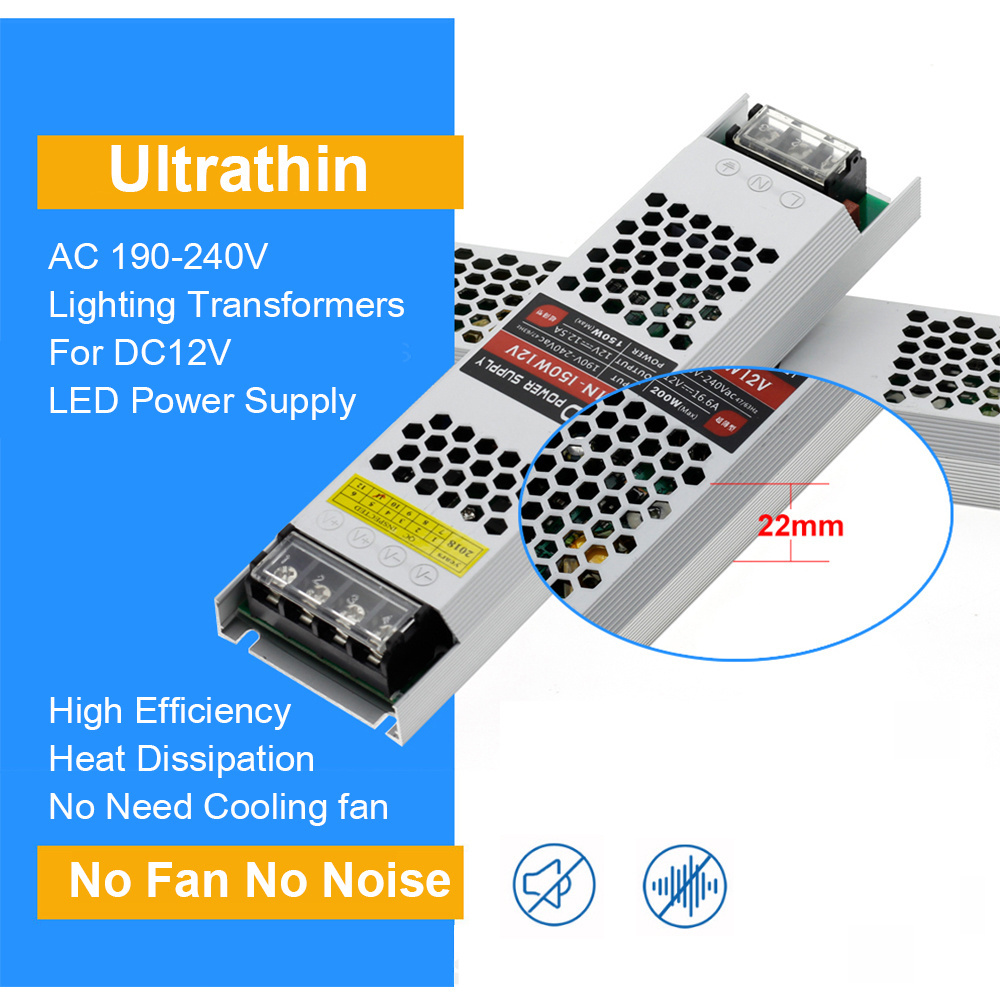 Ultra Thin LED Power Supply DC 12V 24V Lighting Transformers 60W 100W 150W 200W 300W 400W AC190-240V Driver For LED Strips