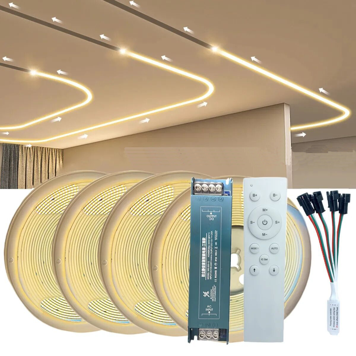 COB IC Horse Race LED Strip Light DC24V WS2811 Running Water Flowing Tape Lamp Wireless Control 5M 10M 20M COB Linear Lighting