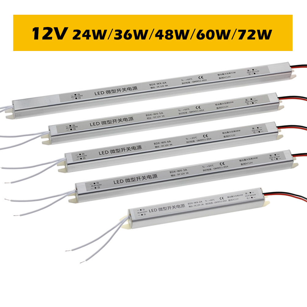 Ultra Slim Power Supply Dc 12v 18w 24w 36w 48w 60w/72w Led Driver Power Supply Light Box 24v Ultra Slim Led Driver