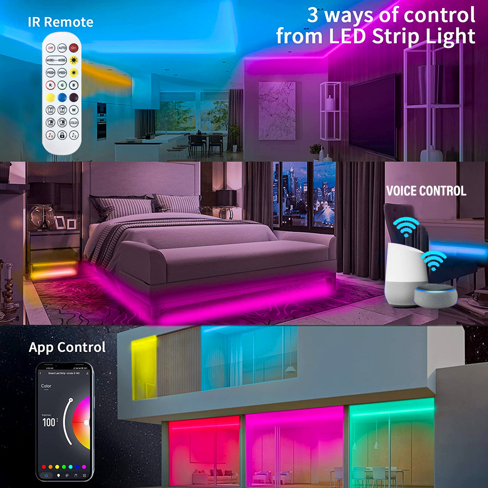 LED Smart Neon Light Strip RGB Neon 12V APP Control DIY Shape Music Synchronization for Games TV Backlight Bedroom Ambient Light