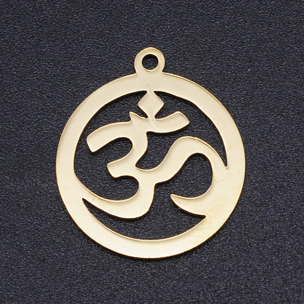 Custom Jewelry Making Stainless Steel Laser Cut Out Hollow Lotus Yoga OM OHM Charms Spiritual Religious Pendants