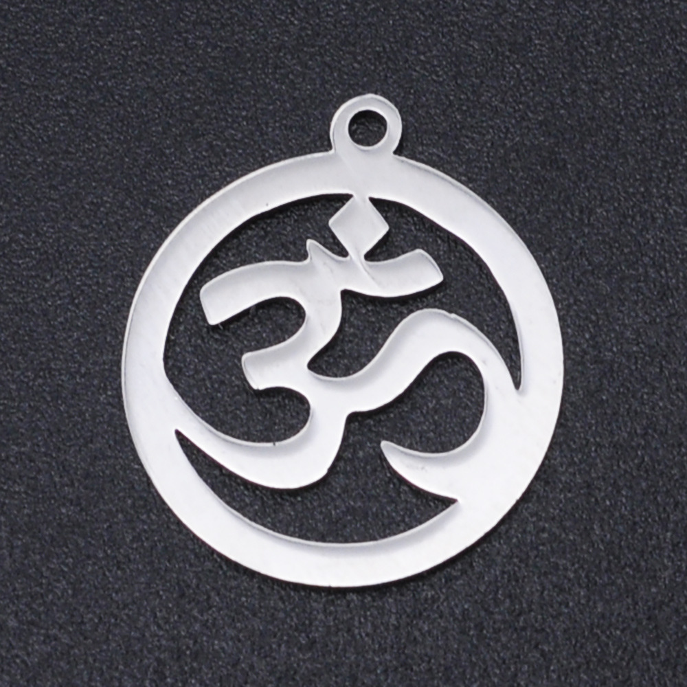 Custom Jewelry Making Stainless Steel Laser Cut Out Hollow Lotus Yoga OM OHM Charms Spiritual Religious Pendants