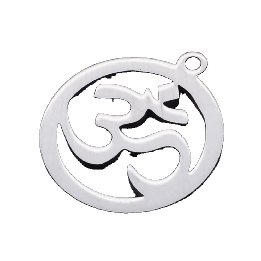 Custom Jewelry Making Stainless Steel Laser Cut Out Hollow Lotus Yoga OM OHM Charms Spiritual Religious Pendants